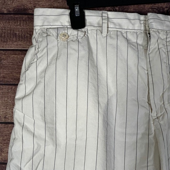 Vintage Polo Ralph Lauren Bradbury Mens Pinstripe Cotton Chino Shorts 38 Buckle - Picture 2 of 11
